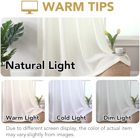 H.VERSAILTEX Sheer Curtains 95 inches Long Non-See-Through Farmhouse