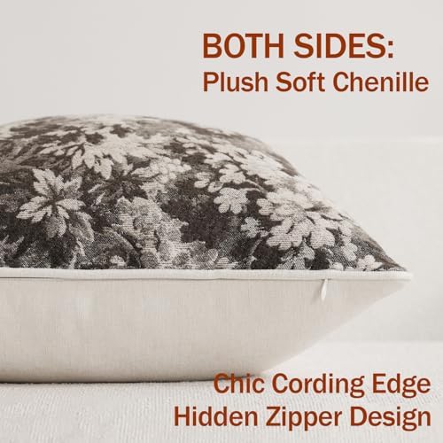 DEZENE Pack of 2 Vintage Floral Throw Pillow Covers 22x22 Boho