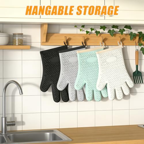 2Pack Heat Resistant Oven Mitts for Grilling and Baking, Non-Slip