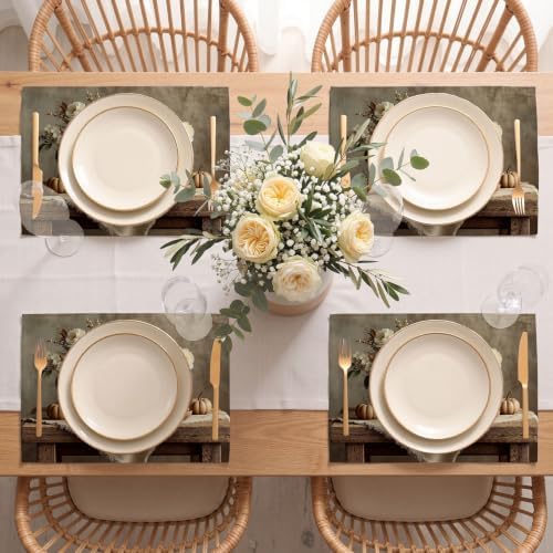 Placemat Set of 12 Washable Linen Textured Place Mats for Dinner