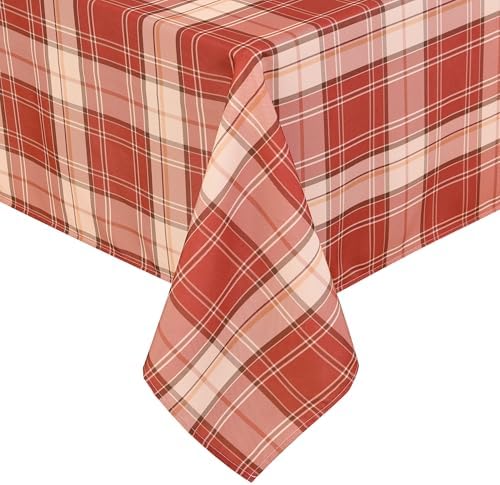 Hiasan Waterproof Checkered Tablecloth Square 70 x 70 Inch, Brick Red