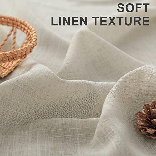 Flax Linen Curtains 84 Inch Length for Living Room 2 Panel Back Tab
