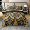 Castle Fairy Damask Skull 100% Cotton Duvet Cover Set Neutral Vintage