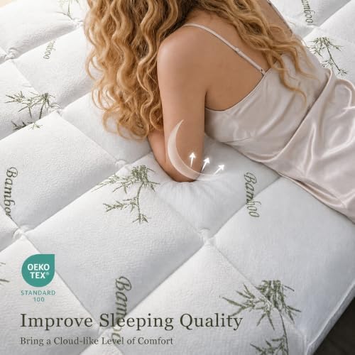 2 Inch Mattress Topper Queen - Viscose Derived from Bamboo,White