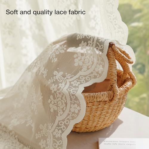 Anmao Vintage Lace Curtains 108 Inches Long 2 Panels Set, Romantic