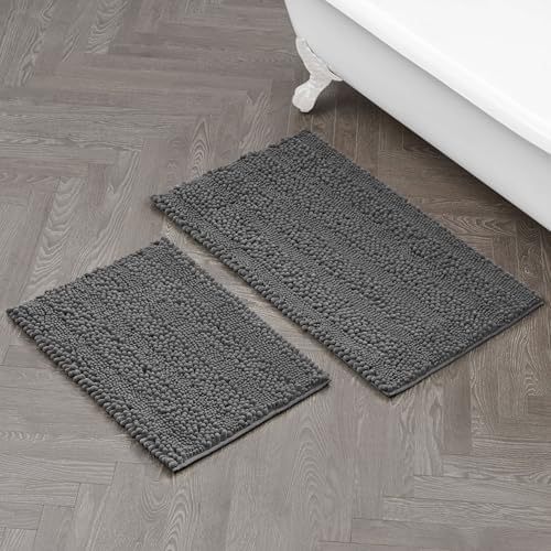 Laura Ashley – Astor Chenille Bath Mats | Set of 2| 100% Polyester