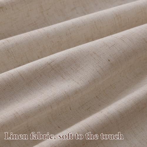 SMABU Linen Grommet Curtains 96 Inches Long for Living Room Sand Beige