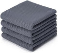BOOMIBOO 4-Pack Dish Towels,100% Cotton Waffle Weave,13x28 in,Grey