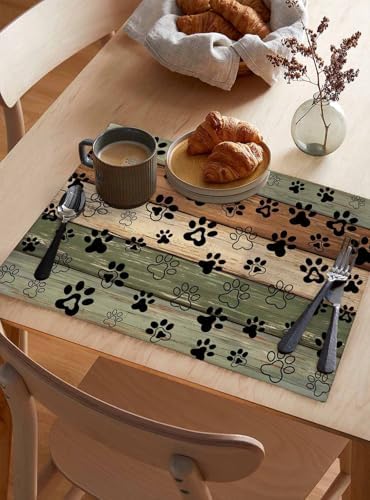 Placemats Set of 8, Sage Green Brown Beige Woven Placemat, Linen Place