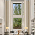 Fcosie Sand Beige Extra Long Linen Blended Curtains 108 Inches Long