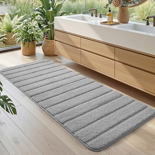 DEXI Bath Mats for Bathroom 60x24, Absorbent Bath Mat Quick Dry, Light