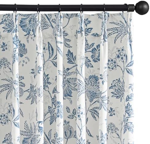 jinchan Pinch Pleated Curtains Blackout Floral Curtains for Bedroom