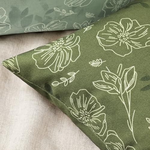 decorUhome Floral Faux Linen Throw Pillow Covers 22x22 Set of 2 Olive
