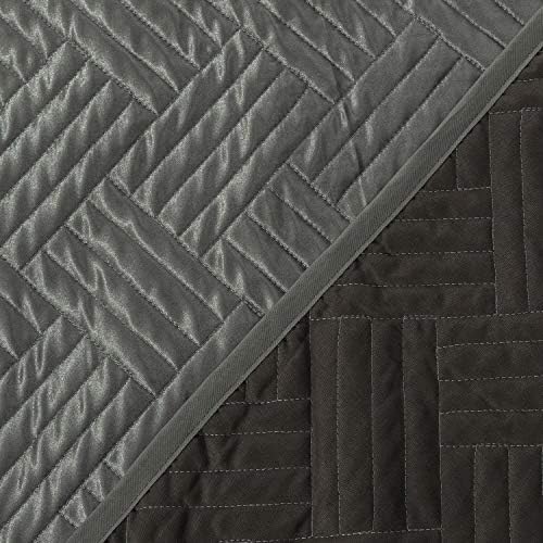 NTBAY Twin Satin Quilt Set, 2 Piece, Grey