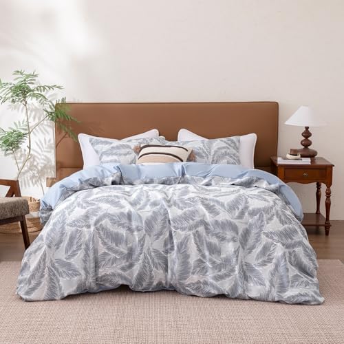 SLEEP ZONE Duvet Cover Set King, Rustic Jacquard Bedding Set, Gray