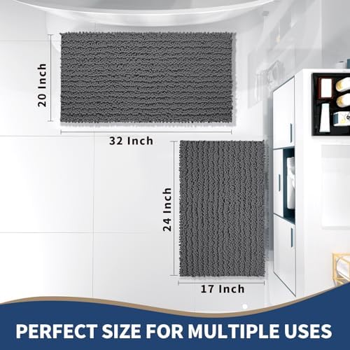 Yimobra Bathroom Rugs Sets 2 Piece, Super Absorbent Bath Mat Set, Dark
