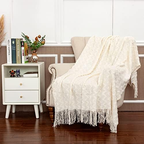 Knit Throw Blanket for Couch Farmhouse Lightweight Soft Cozy Throw