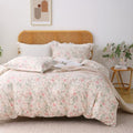 ABREEZE 100% Cotton Duvet Cover Queen Size Floral Bedding Set 3 Pieces