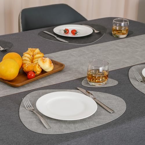 Faux Leather Placemats Set of 4, Dual Sided with Drink Coasters