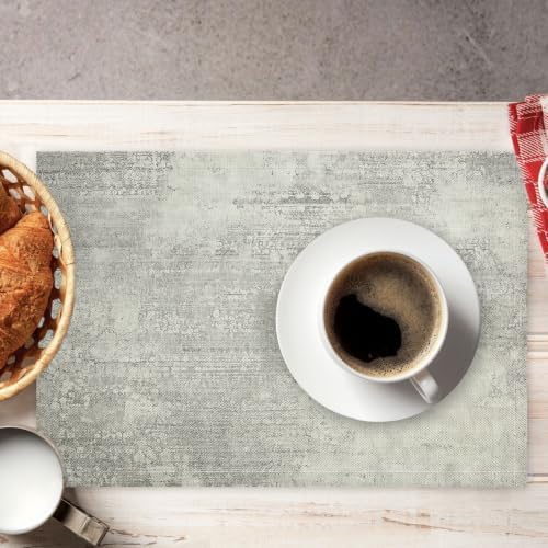 Place Mats for Table 8 | 30 x 45 cm, Light Gray Texture Cotton Linen