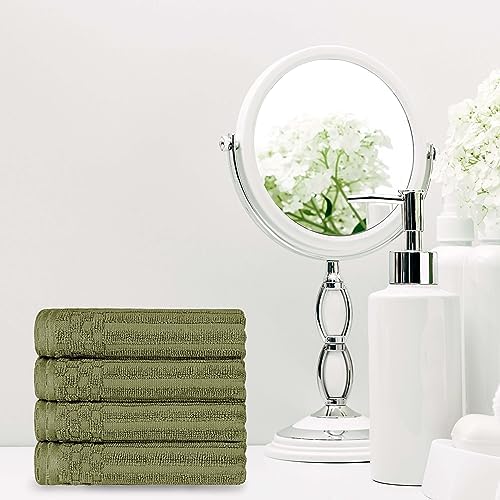 SUPERIOR Cotton 4-Piece Solid and Ribbed Hand Towel Set, Hand Towels