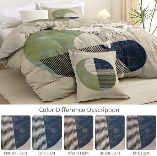 Light Gray Minimalism Theme Duvet Cover Queen Size, Minimalist Circles