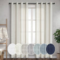 Pitalk Tall Curtains for Large Window Natural Flax Linen Polyester
