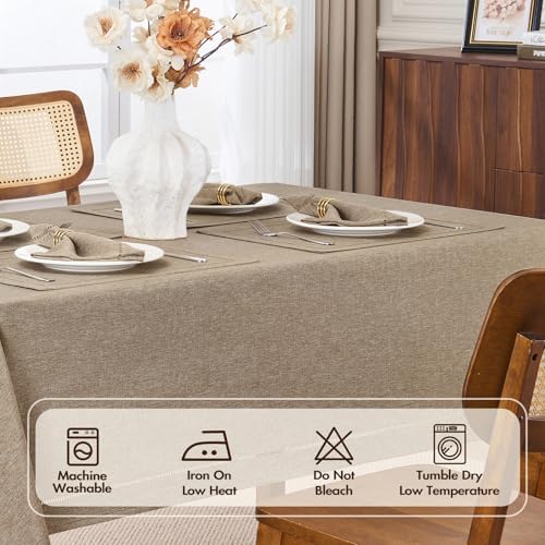 Flaxen 52x70 Rectangle Polyester Linen Farmhouse Tablecloth