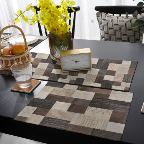 Brown Abstract Art Table Mats Set of 6 With Table Runner 90 Inches