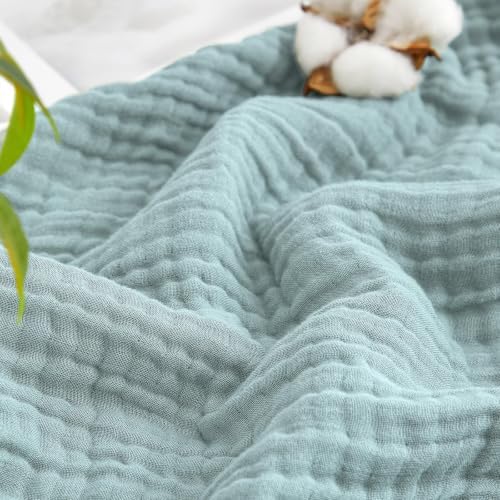 David's Home Cotton Muslin Blanket, Soft Cooling Summer, Queen, Teal