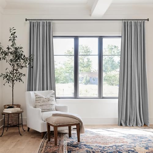 100% Blackout Shield Linen Textured Total Blackout Curtains 63 Inches