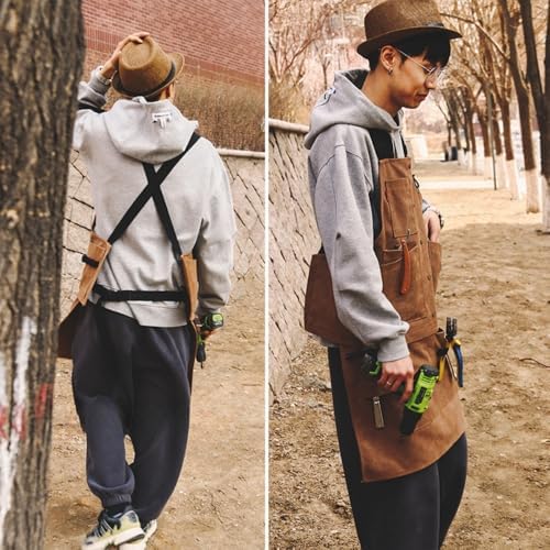 Multifunctional Work Apron Canvas Adjustable Back Straps Multiple
