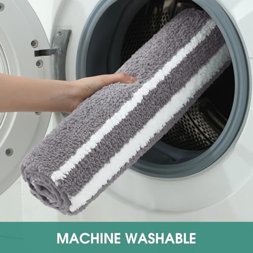 HOMEIDEAS Bathroom Rug Set 2 Piece, Striped Super Absorbent Soft