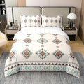 jejeloiu Bohemian Pattern Duvet Cover 100% Cotton Queen Size Geometric