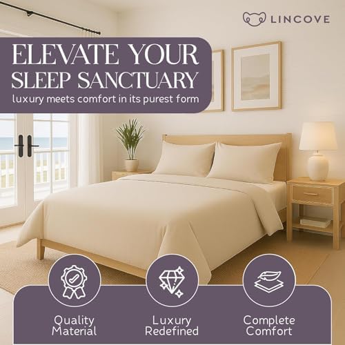 Lincove Luxury Duvet Cover Set - 100% Cotton Sateen Duvet Cover