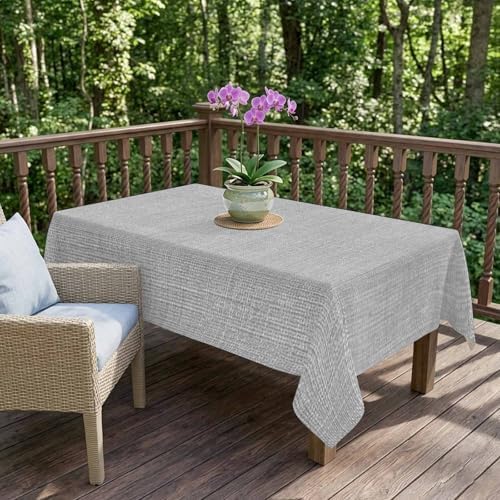 Solid Color Gray Waterproof Tablecloth for Rectangle Tables,Indoor