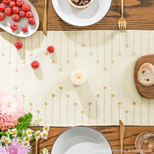Artoid Mode Burlap Brown Boho Table Runner for Farmhouse Rustic