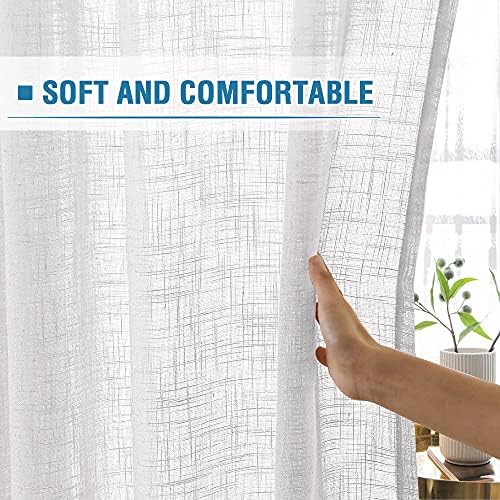 H.VERSAILTEX Linen Curtains 63 Inches Long for Living Room - Natural