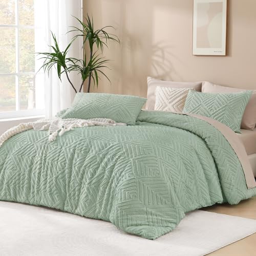 Andency Sage Green California King Comforter Set, 3 Pieces Bedding Set