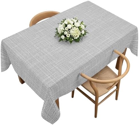 Waterproof Tablecloth Modern Gray Linen Texture Rectangle Table Cloth