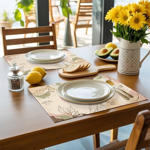 Placemats Set of 8, Boho Coffee Woven Placemat, Linen Place Mats for