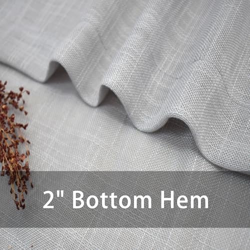 UPOPO Grey Sheer Curtains 63 inches Linen Texured Farmhouse Living