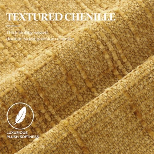 Pallene Mustard Yellow Textured Chenille Throw Pillow Covers 20x20 Set