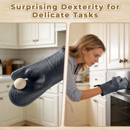 Heat Resistant Silicone Oven Mitts, Up to 500°F Protection for Baking