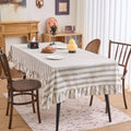 Dark Grey and White Striped Tablecloth Farmhouse Ruffle Table Cloth