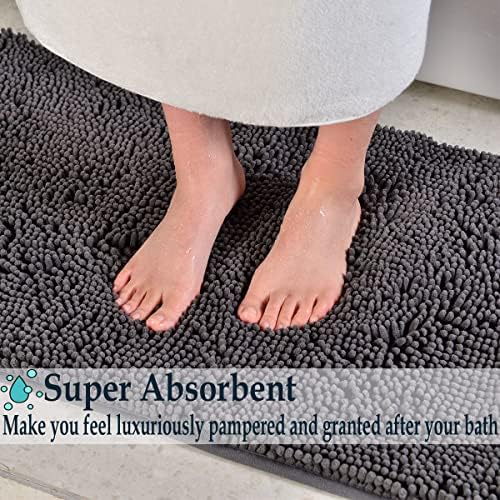 Bathroom Rugs Sets 4 Piece, Extra Soft Absorbent Chenille Bath Rugs