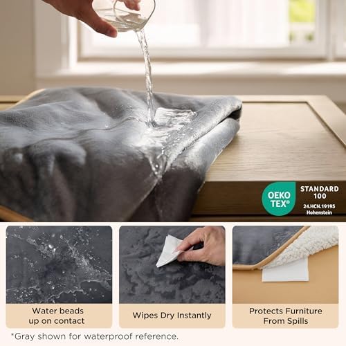 Bedsure Waterproof Dog Blankets for Large Dogs Sherpa Fleece Throw