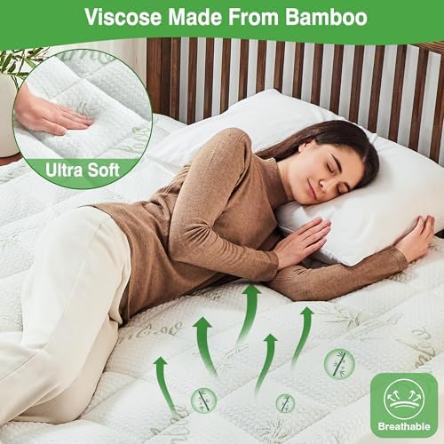 Queen Mattress Pad Cover, Viscose Made from Bamboo Pillow Top Cooling