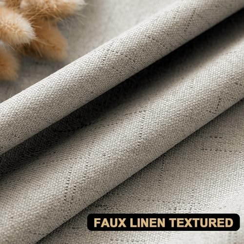 PrinceDeco 100% Blackout Linen Curtains for Bedroom 52x84 Inch