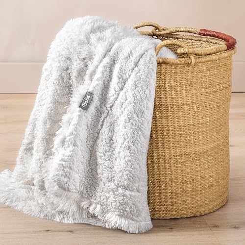 Bare Home Shaggy Faux Fur Sherpa Blanket (King, White)